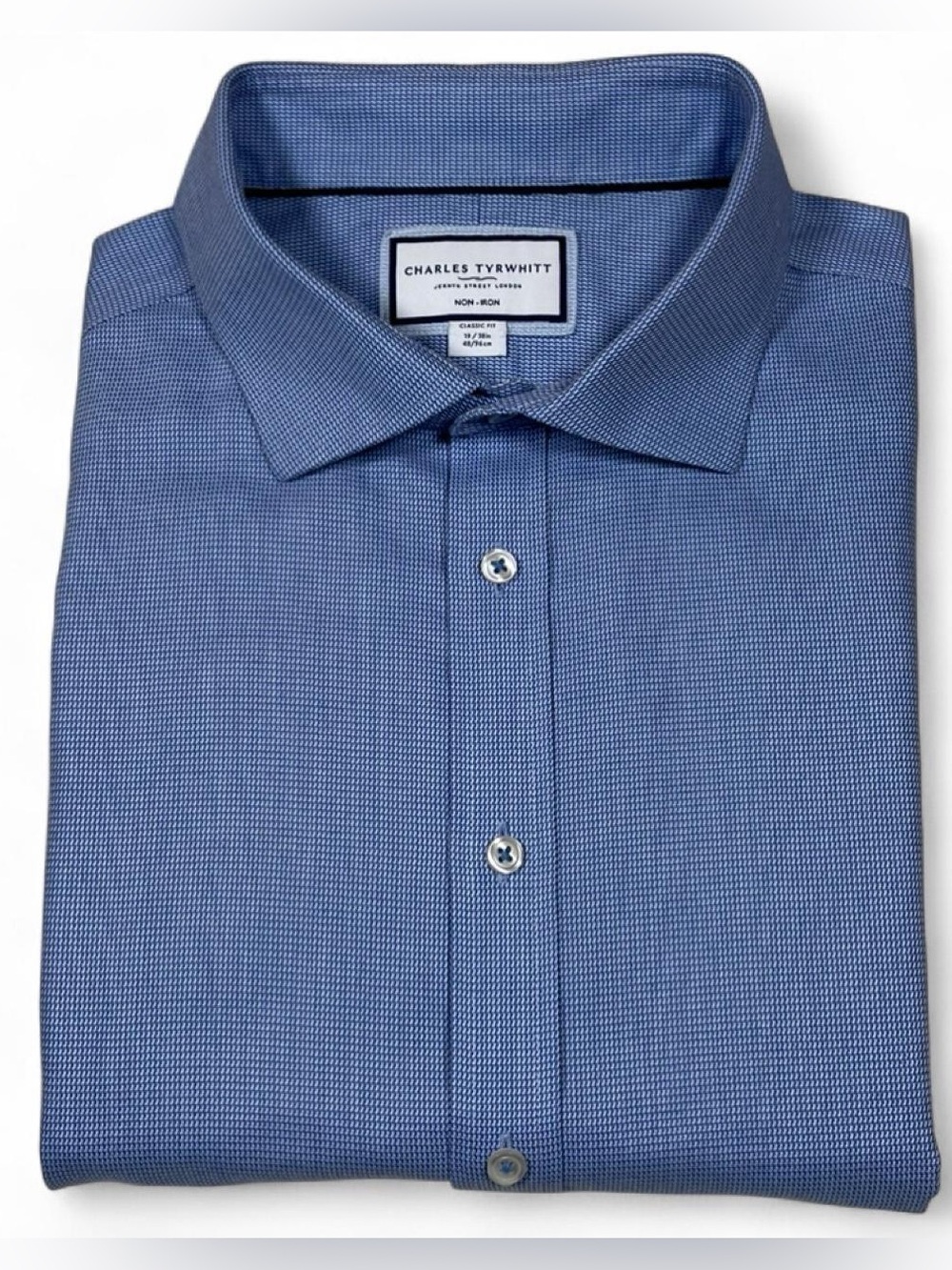 MINT! Charles Tyrwhitt Non-Iron Classic Fit Blue Check Dress Shirt Men’s 19 x 38